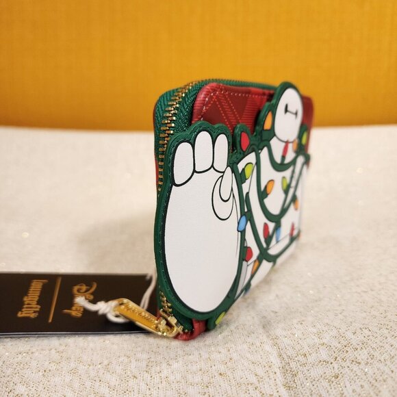 Loungefly Disney Big Hero 6 Baymax Holiday Lights Plaid Christmas Zip Wallet NEW - Picture 3 of 12